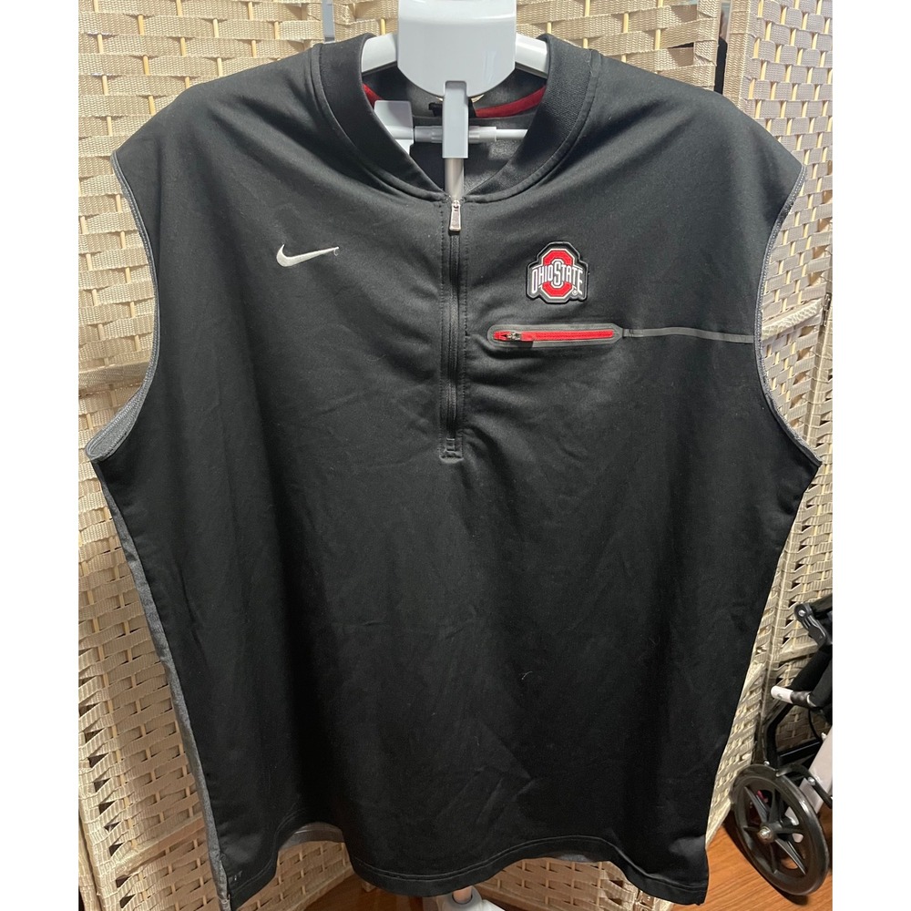 Nike Ohio State Buckeyes Dri-FIT 1/4 Zip Pullover Vest Black Gray Mens 4XL
